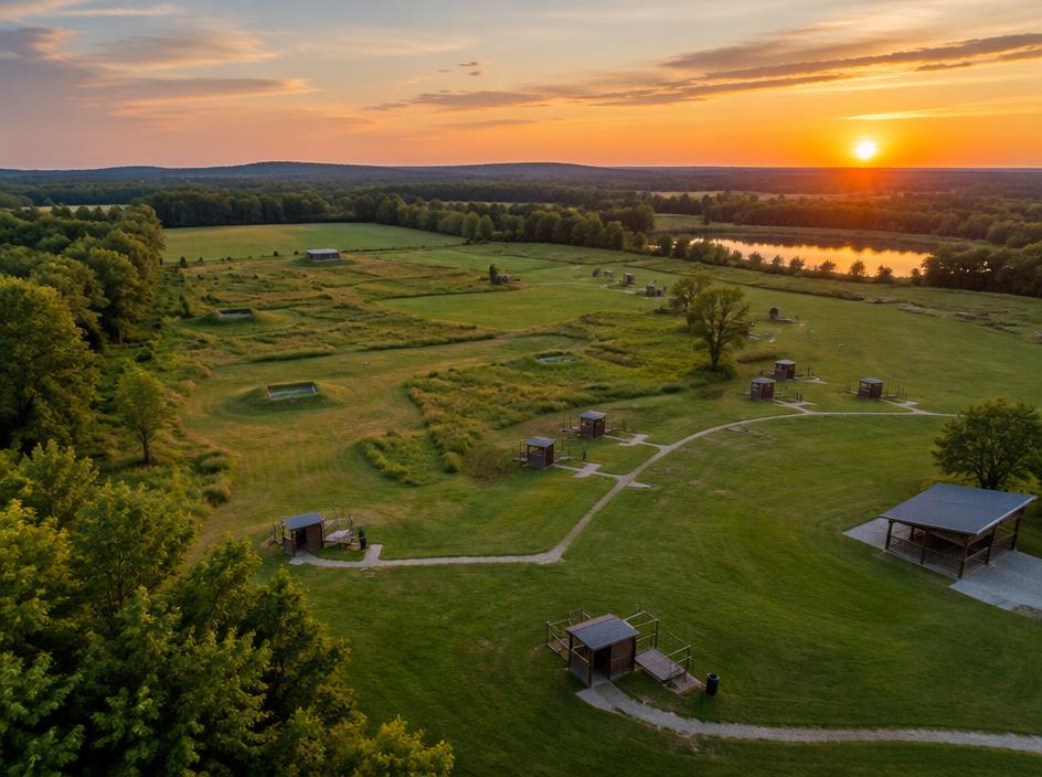 Sporting clays course at sunset